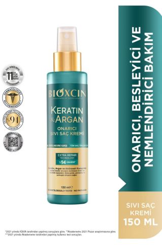 Bioxcin Keratin & Argan Onarıcı Sıvı Saç Bakım Kremi 150 Ml