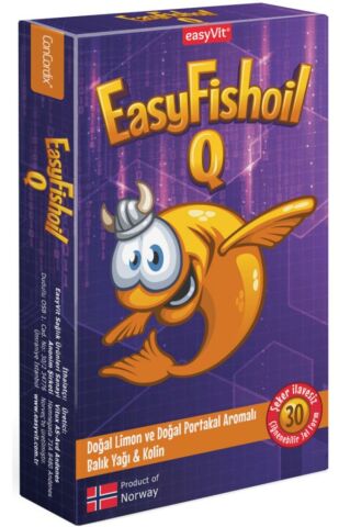 Easyfishoil Q Kids dha Kolin B6 B12 Vitamini ve Folik Asit  Çiğnenebilir 30 Tablet