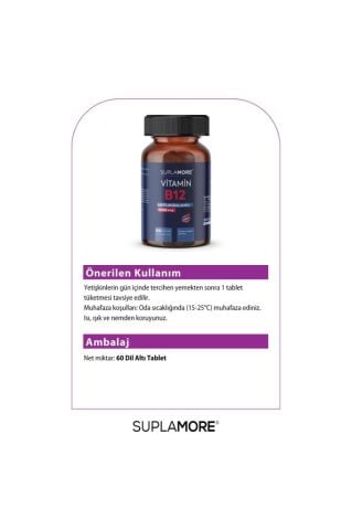 Suplamore Vitamin B12 1000 Mcg 60 Dil Altı Tablet 2'li Paket