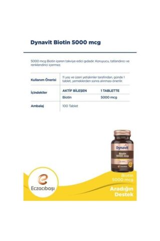 Dynavit Biotin 5000mcg 100 Kapsül