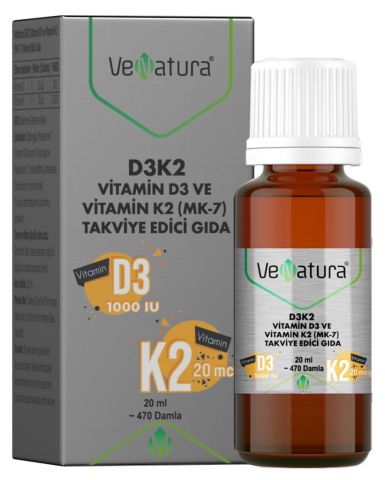 Venatura Vitamin D3 K2 (Menakuinon 7) Damla 20 Ml