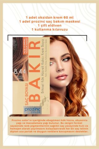 Prozinc Color 8.44 Bakır - Amonyaksız Bitkisel Kalıcı Saç Boyası