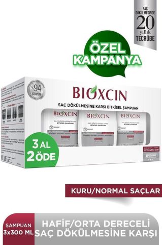 Bioxcin Genesis Kuru ve Normal Saçlar için Şampuan 3 x 300ml | 3 AL 2 ÖDE