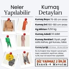 Diz Yapmaz 2 İplik Esnek Penye Kumaş Seti, Boyları 75-85 cm arası 14 adet