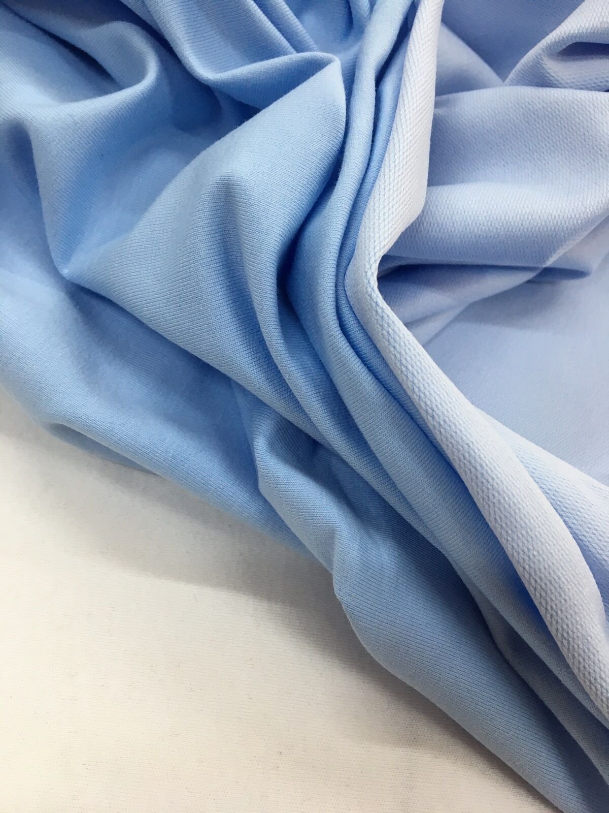 Bebe Mavi Diz izi Yapmaz Esnek Penye 2 İplik Kumaş - Metrelik Ürün 100x180 cm