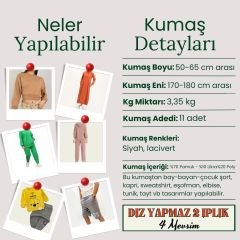 Diz Yapmaz 2 İplik Kumaş Seti, Boyları 50-65 cm arası 11 adet