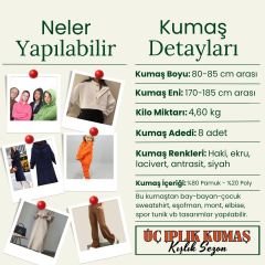 Üç İplik Penye Kumaş Seti, Boyları 80-85 cm arası 8 adet