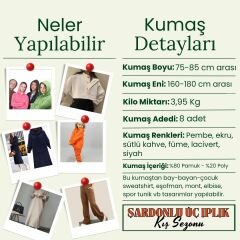 Şardonlu Üç İplik Kumaş Seti, Boyları 75-85 cm arası 8 adet