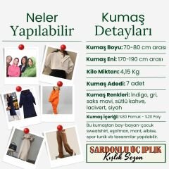 Şardonlu Üç İplik Kumaş Seti, Boyları 70-80 cm arası 7 adet