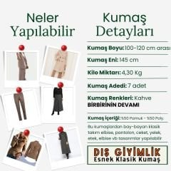 Klasik Esnek Dokuma Kumaş Seti , Boyları 100-120 cm arası 7 adet