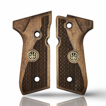 Zib Grips Silah Kabzası - Girsan Yavuz 16, Beretta F92 ile Uyumlu - Açık Kahverengi Renk - Metal Logolu - BRTF92UC010L1