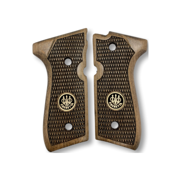 Zib Grips Silah Kabzası - Girsan Yavuz 16, Beretta F92 ile Uyumlu - Açık Kahverengi Renk - Metal Logolu - BRTF92UC030L1