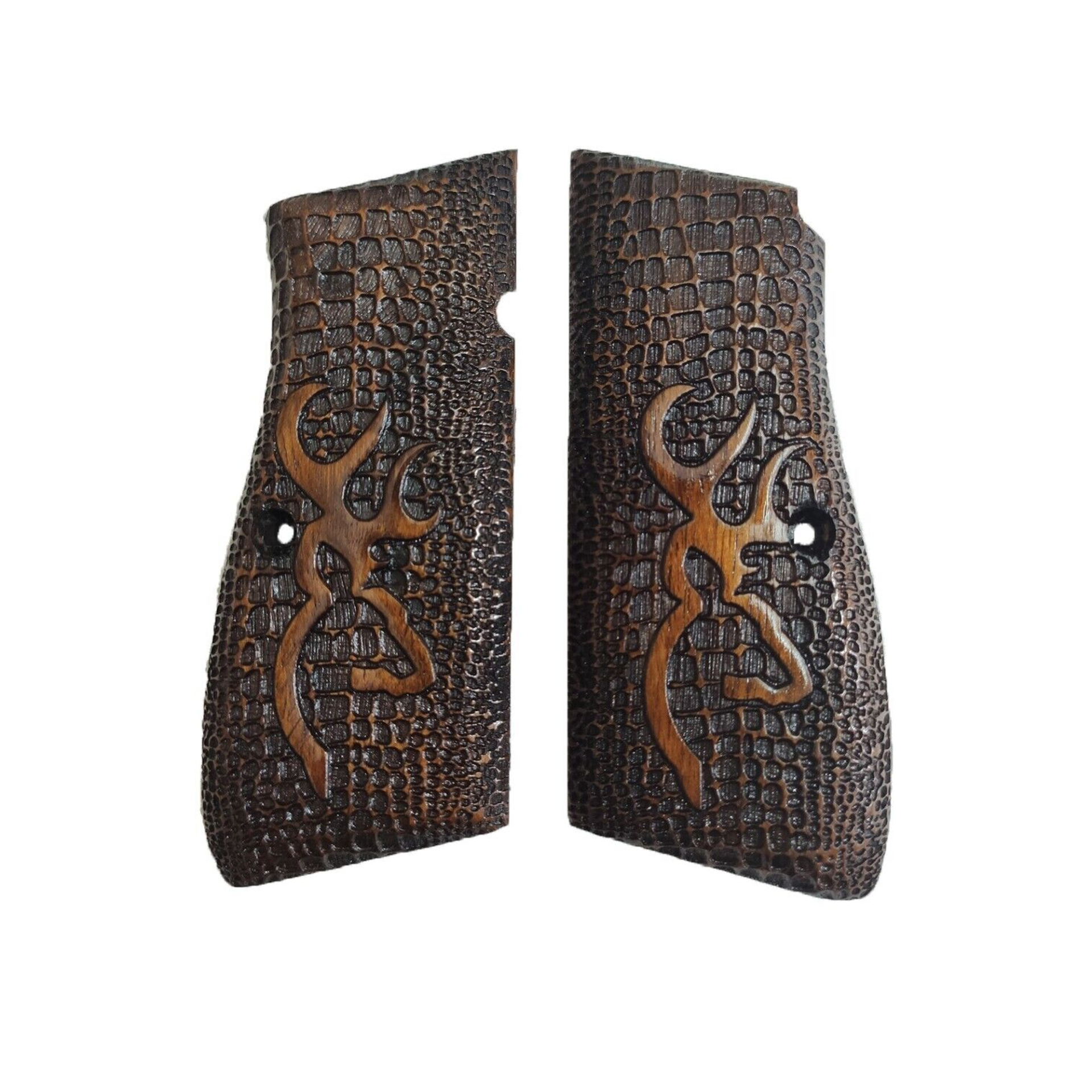 Zib Grips Silah Kabzası - Zig 14, Browning HP, High Power 14, Dik Kasa, Browning Halkalı (Halka için kesim yaptırmak için mesaj atın), Halkasız ile Uyumlu - Koyu Kahverengi Renk - BRWHPCV019