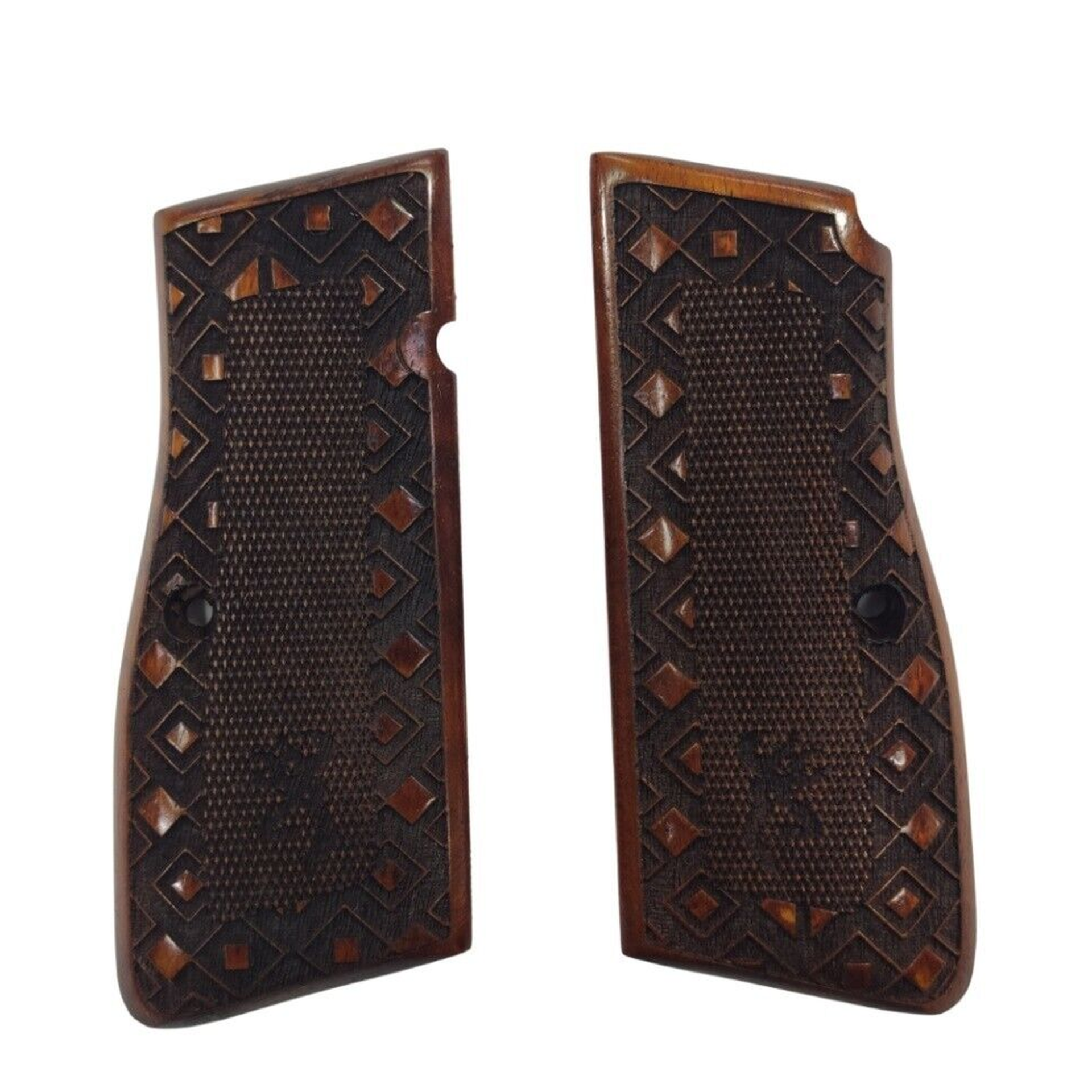 Zib Grips Silah Kabzası - Zig 14, Browning HP, High Power 14, Dik Kasa, Browning Halkalı (Halka için kesim yaptırmak için mesaj atın), Halkasız ile Uyumlu - Meşe Renk - BRWHPMS015