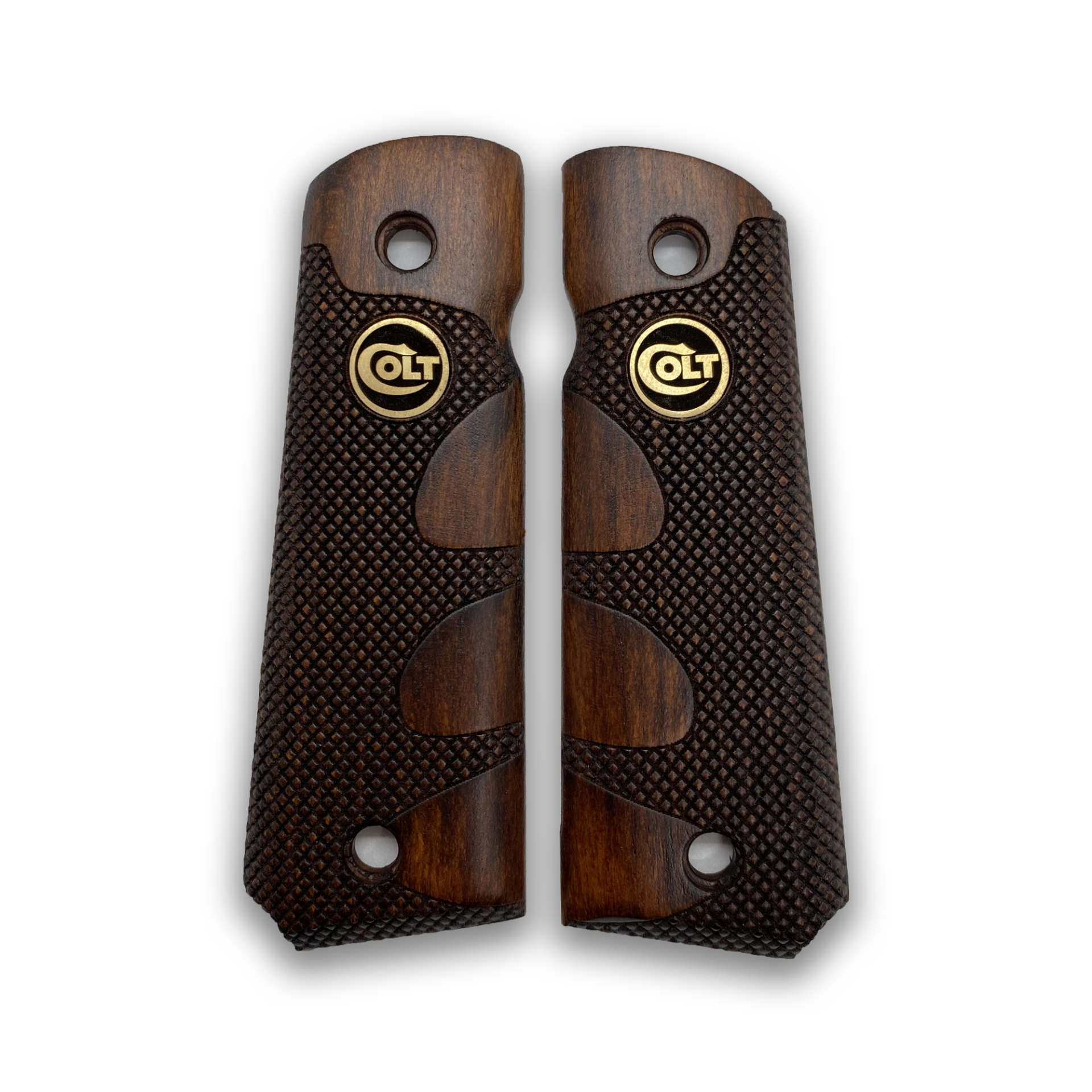 Zib Grips Silah Kabzası - Colt 1911, Girsan MC 1911 ile Uyumlu - Koyu Kahverengi Renk - Metal Logolu - CLT1911CV056L1