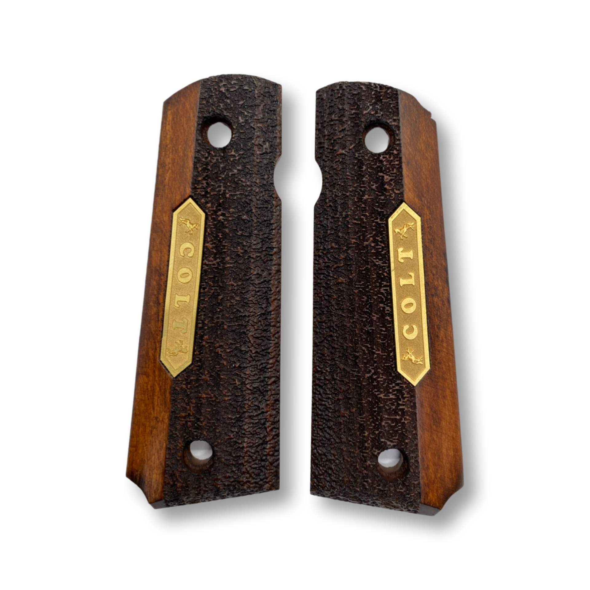 Zib Grips Silah Kabzası - Colt 1911, Girsan MC 1911 ile Uyumlu - Koyu Kahverengi Renk - Metal Logolu - CLT1911CV032L1