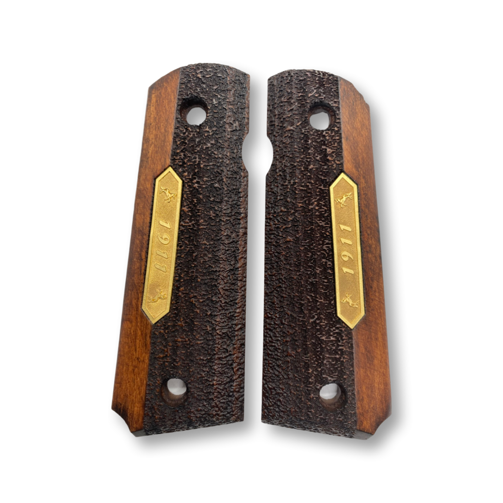 Zib Grips Silah Kabzası - Colt 1911, Girsan MC 1911 ile Uyumlu - Koyu Kahverengi Renk - Metal Logolu - CLT1911CV032L3