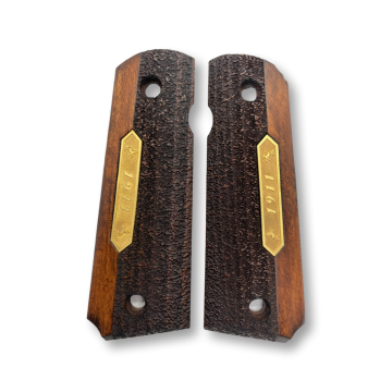 Zib Grips Silah Kabzası - Colt 1911, Girsan MC 1911 ile Uyumlu - Koyu Kahverengi Renk - Metal Logolu - CLT1911CV032L3