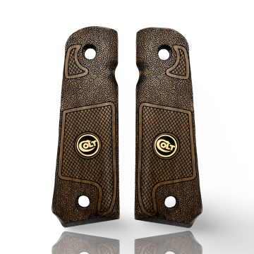 Zib Grips Silah Kabzası - Colt 1911, Girsan MC 1911 ile Uyumlu - Açık Kahverengi Renk - Metal Logolu - CLT1911UC097L1
