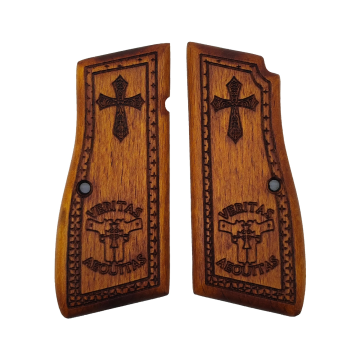 Zib Grips Silah Kabzası - Zig 14, Browning HP, High Power 14, Dik Kasa, Browning Halkalı (Halka için kesim yaptırmak için mesaj atın), Halkasız ile Uyumlu - Meşe Renk - BRWHPMS006