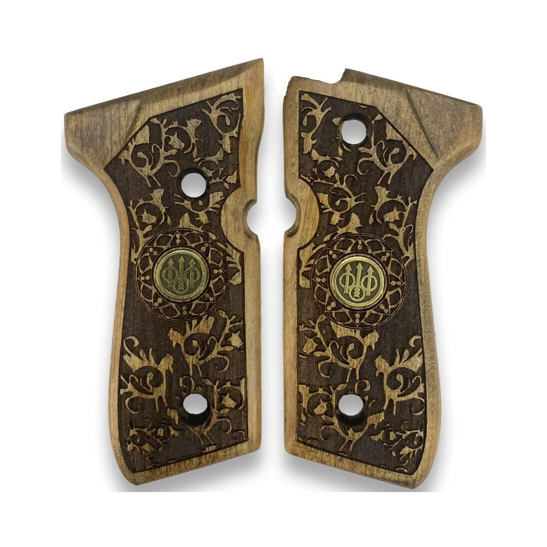 Zib Grips Silah Kabzası - Girsan Yavuz 16, Beretta F92 ile Uyumlu - Açık Kahverengi Renk - Metal Logolu - BRTF92UC031L1