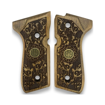 Zib Grips Silah Kabzası - Girsan Yavuz 16, Beretta F92 ile Uyumlu - Açık Kahverengi Renk - Metal Logolu - BRTF92UC031L1