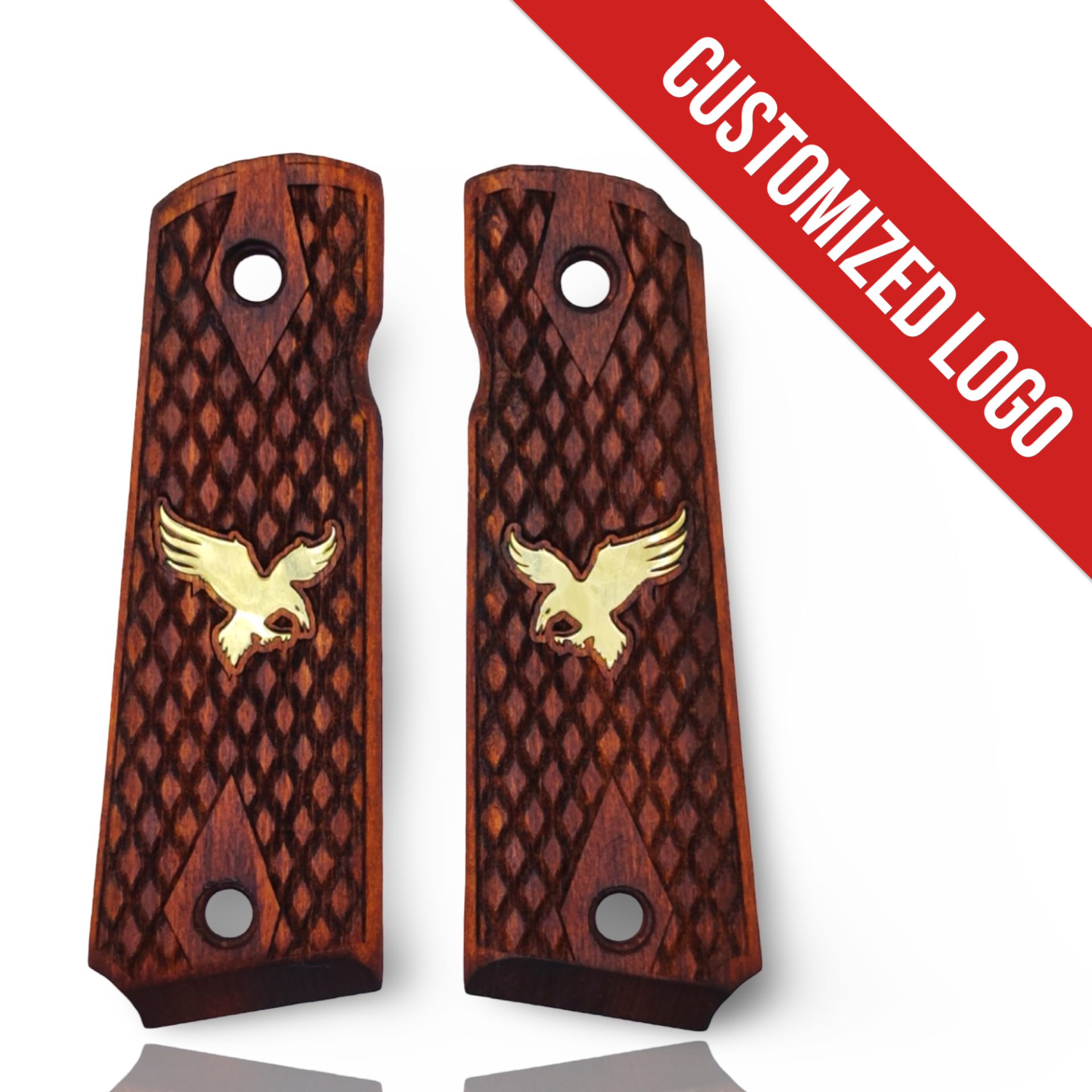Zib Grips Silah Kabzası - Colt 1911, Girsan MC 1911 ile Uyumlu - Meşe Renk - Metal Logolu - CLT1911MS023L2