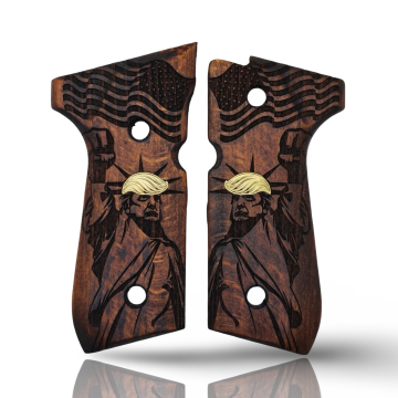 Zib Grips Silah Kabzası - Girsan Yavuz 16, Beretta F92 ile Uyumlu - Koyu Kahverengi Renk - Metal Logolu - BRTF92CV038L1