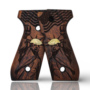 Zib Grips Silah Kabzası - Girsan Yavuz 16, Beretta F92 ile Uyumlu - Koyu Kahverengi Renk - Metal Logolu - BRTF92CV038L1