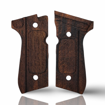 Zib Grips Silah Kabzası - Girsan Yavuz 16, Beretta F92 ile Uyumlu - Koyu Kahverengi Renk - Metal Logolu - BRTF92CV038L1