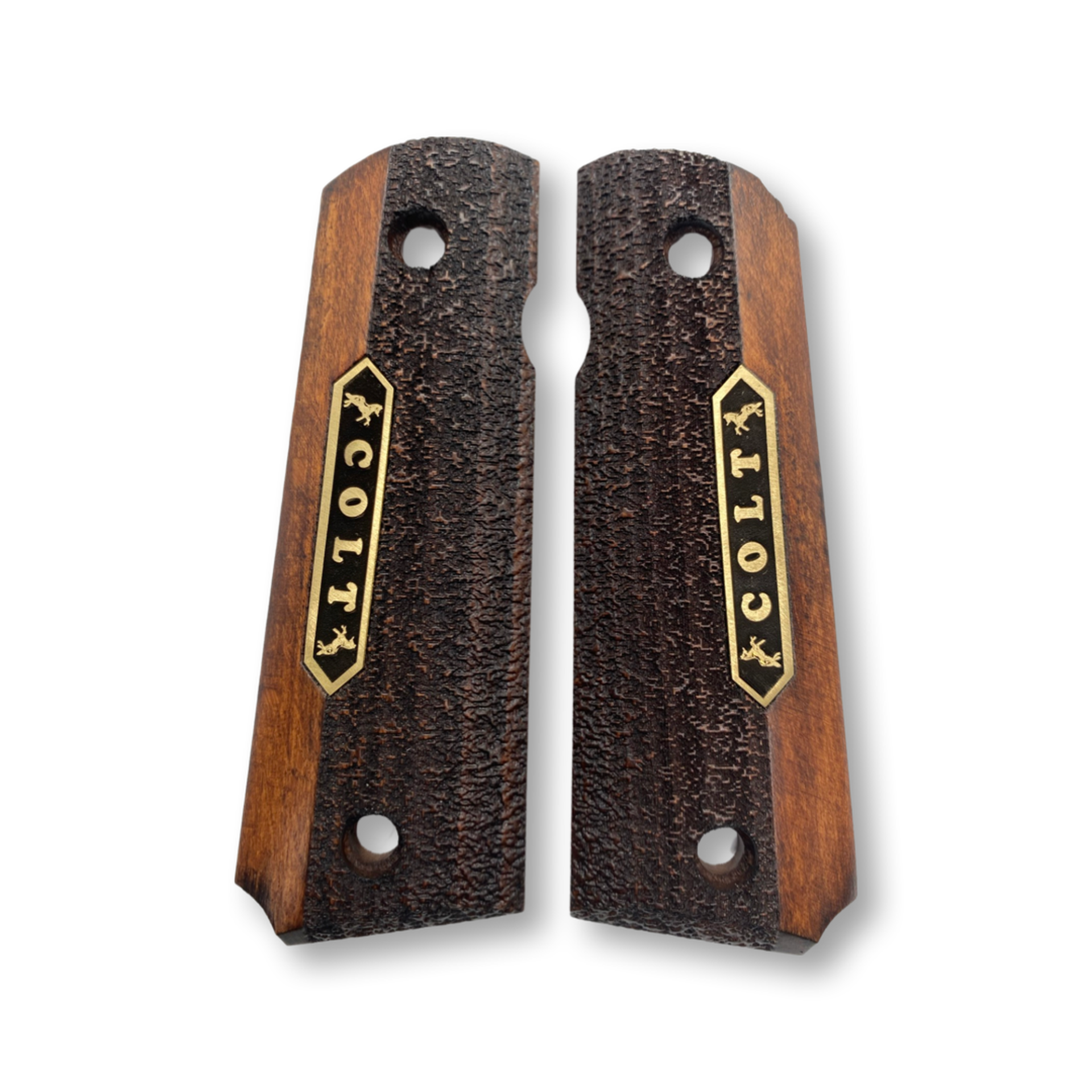 Zib Grips Silah Kabzası - Colt 1911, Girsan MC 1911 ile Uyumlu - Koyu Kahverengi Renk - Metal Logolu - CLT1911CV032L4