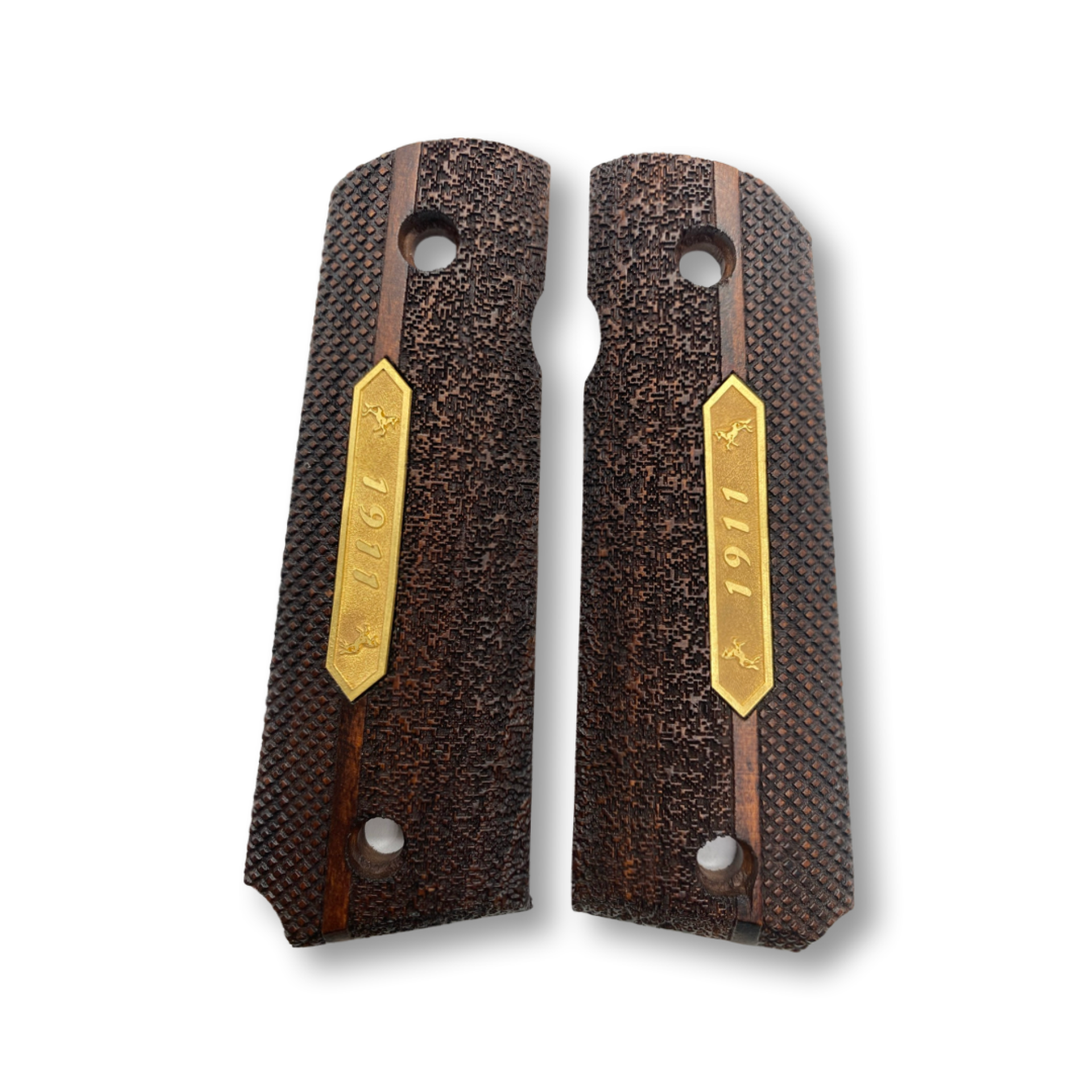 Zib Grips Silah Kabzası - Colt 1911, Girsan MC 1911 ile Uyumlu - Koyu Kahverengi Renk - Metal Logolu - CLT1911CV024L1
