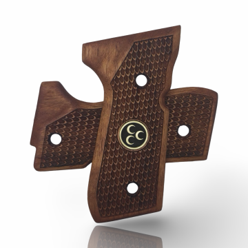 Zib Grips Silah Kabzası - Girsan Yavuz 16, Beretta F92 ile Uyumlu - Sadece vernik uygulanmış - Ceviz Ağacı - Metal Logolu - CVBRTF92SV056L1