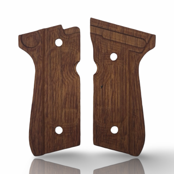 Zib Grips Silah Kabzası - Girsan Yavuz 16, Beretta F92 ile Uyumlu - Sadece vernik uygulanmış - Ceviz Ağacı - Metal Logolu - CVBRTF92SV056L1