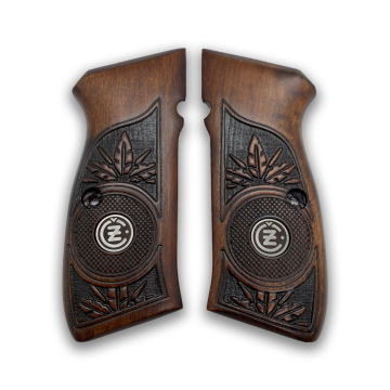 Zib Grips Silah Kabzası - CZ 75, Canik 55, S120, L120 ile Uyumlu - Koyu Kahverengi Renk - Metal Logolu - CZ75CV020L1