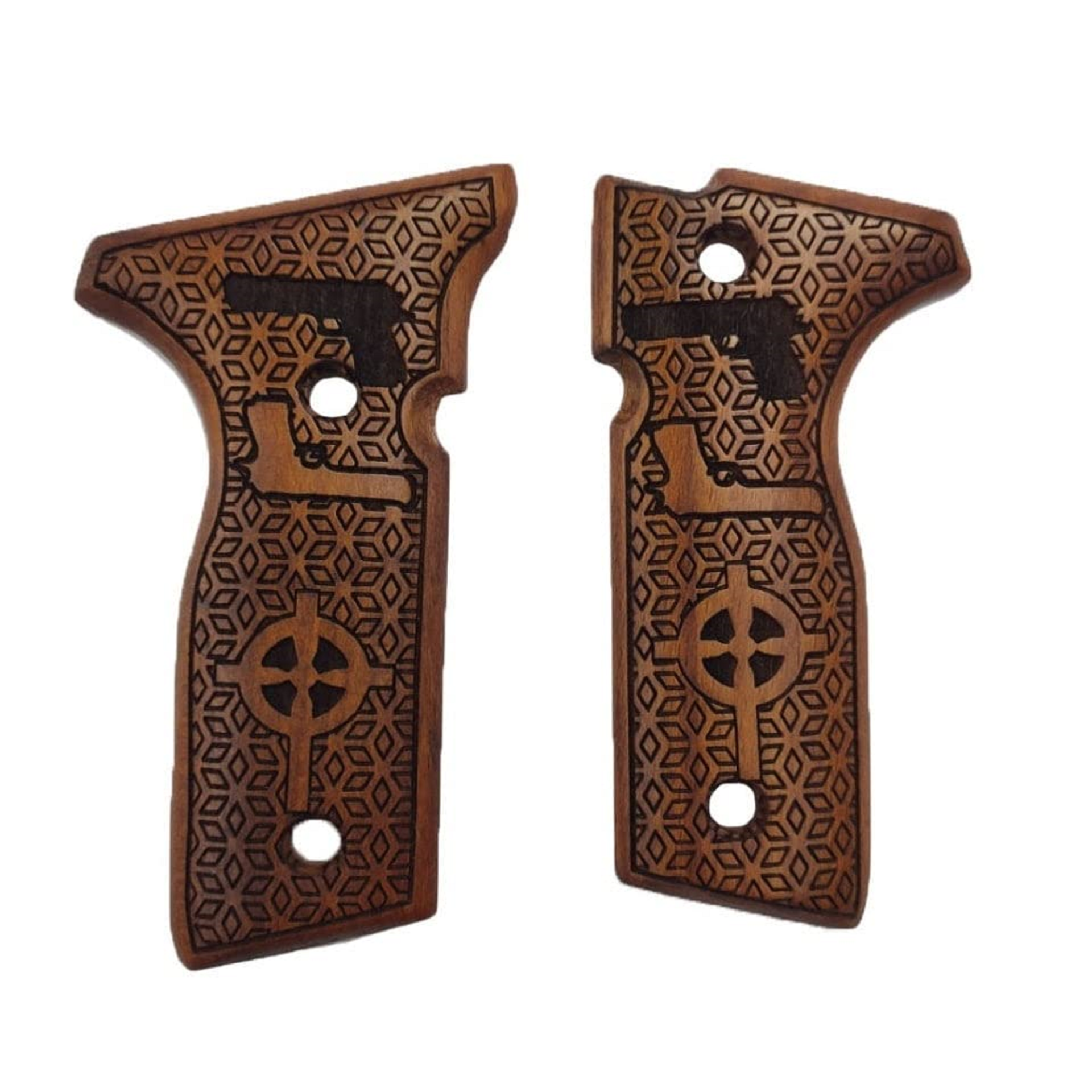 Zib Grips Silah Kabzası - Beretta Stoeger 8000F, 8000FL, 8040F, 8045FT, Cougar 8000 ile Uyumlu - Meşe Renk - BRTCGRMS005