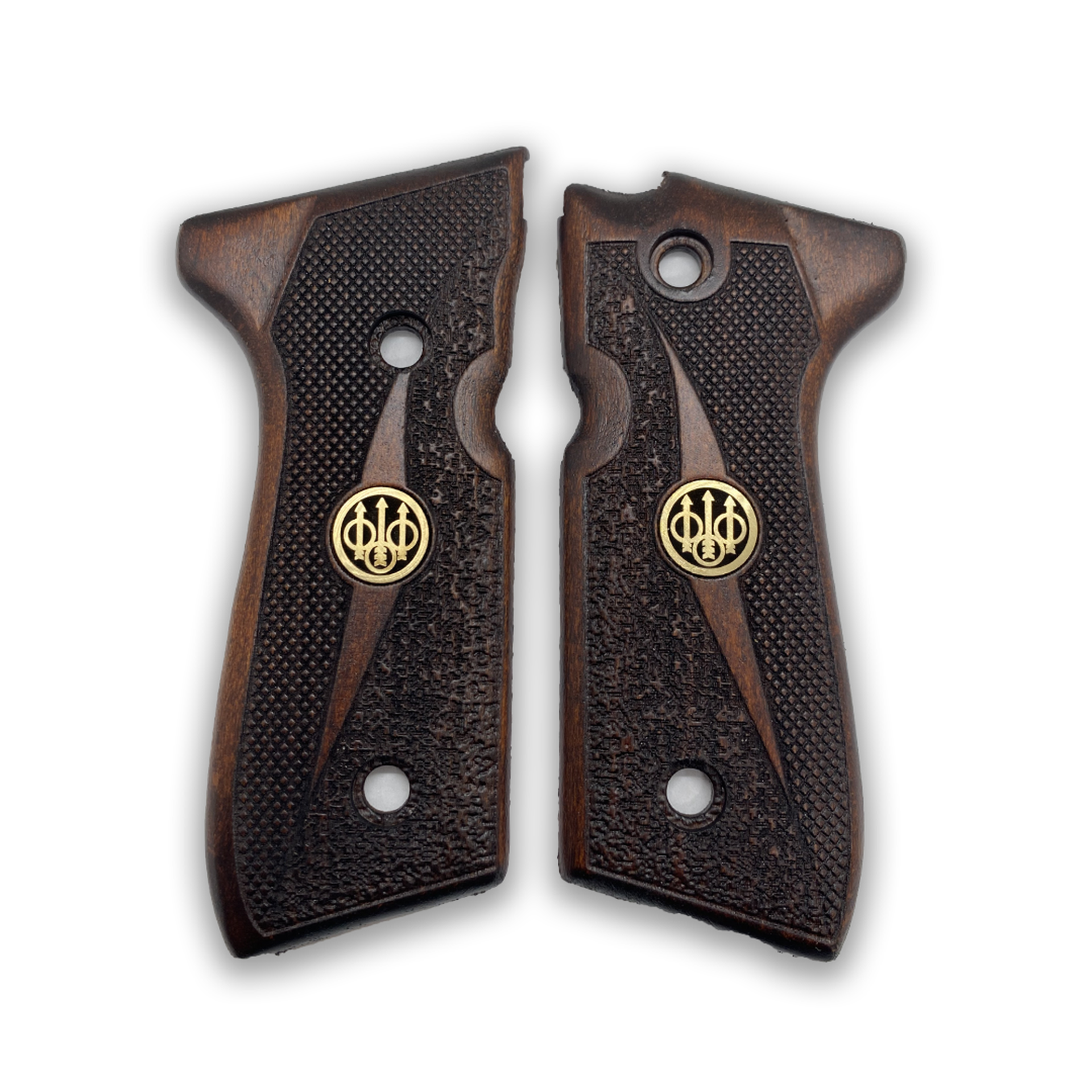 Zib Grips Silah Kabzası - Girsan Yavuz 16, Beretta F92 ile Uyumlu - Koyu Kahverengi Renk - Metal Logolu - BRTF92CV002L1