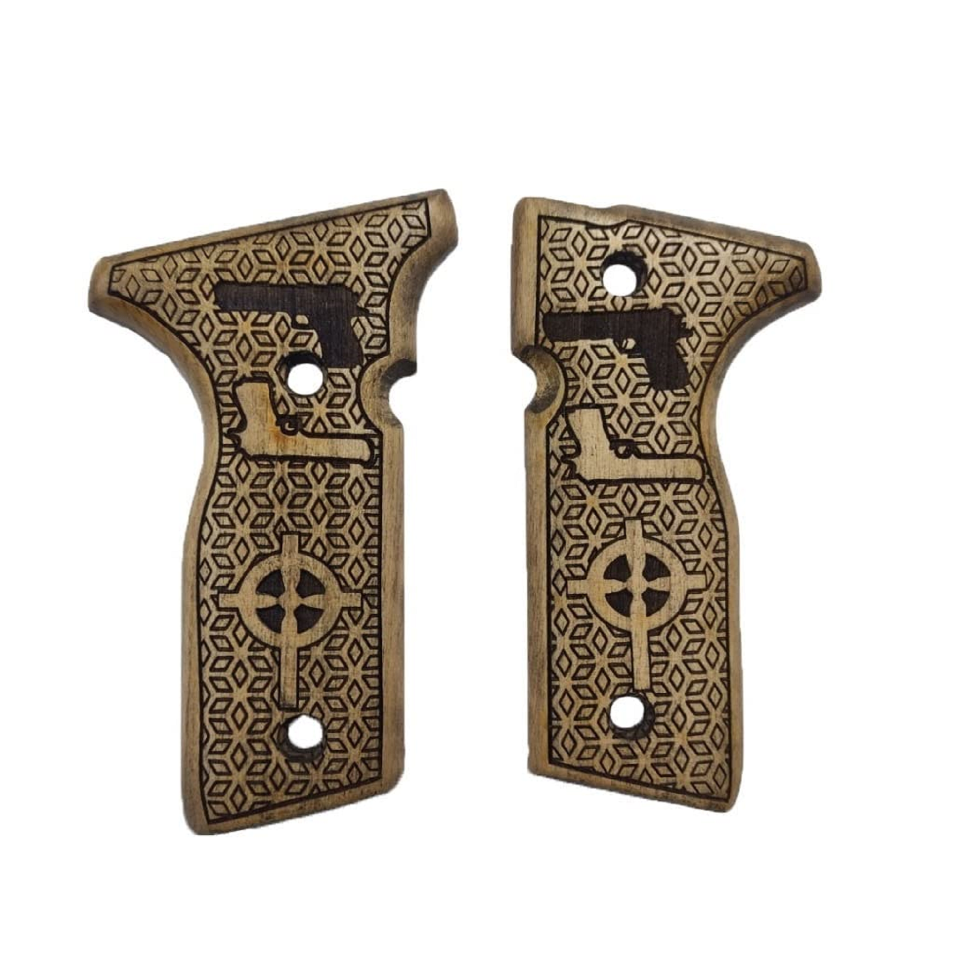 Zib Grips Silah Kabzası - Beretta Stoeger 8000F, 8000FL, 8040F, 8045FT, Cougar 8000 ile Uyumlu - Açık Kahverengi Renk - BRTCGRUC005
