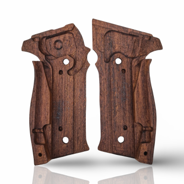 Zib Grips Silah Kabzası - Sigsauer P226 ile Uyumlu - Koyu Kahverengi Renk - Metal Logolu - SSP226CV002L1