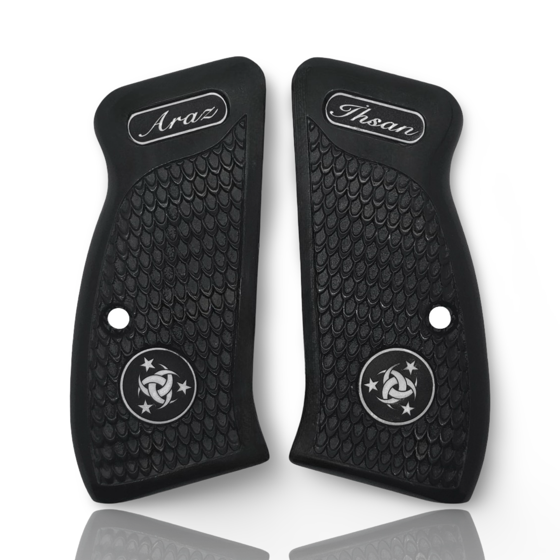 Zib Grips Silah Kabzası - CZ Kompakt, P-01 ile Uyumlu - Siyah Renk - Pleksi Malzemesinden Yapılma - Metal Logolu - PLCZCMPSY010L1