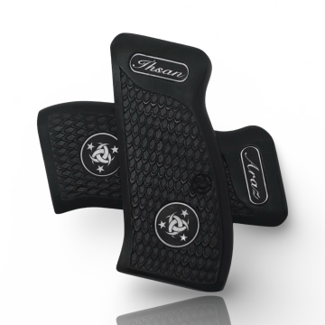 Zib Grips Silah Kabzası - CZ Kompakt, P-01 ile Uyumlu - Siyah Renk - Pleksi Malzemesinden Yapılma - Metal Logolu - PLCZCMPSY010L1