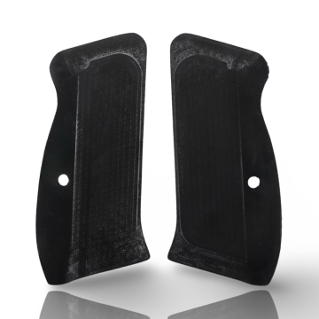 Zib Grips Silah Kabzası - CZ Kompakt, P-01 ile Uyumlu - Siyah Renk - Pleksi Malzemesinden Yapılma - Metal Logolu - PLCZCMPSY010L1