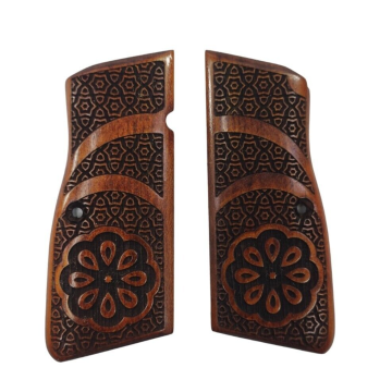 Zib Grips Silah Kabzası - Zig 14, Browning HP, High Power 14, Dik Kasa, Browning Halkalı (Halka için kesim yaptırmak için mesaj atın), Halkasız ile Uyumlu - Meşe Renk - BRWHPMS009