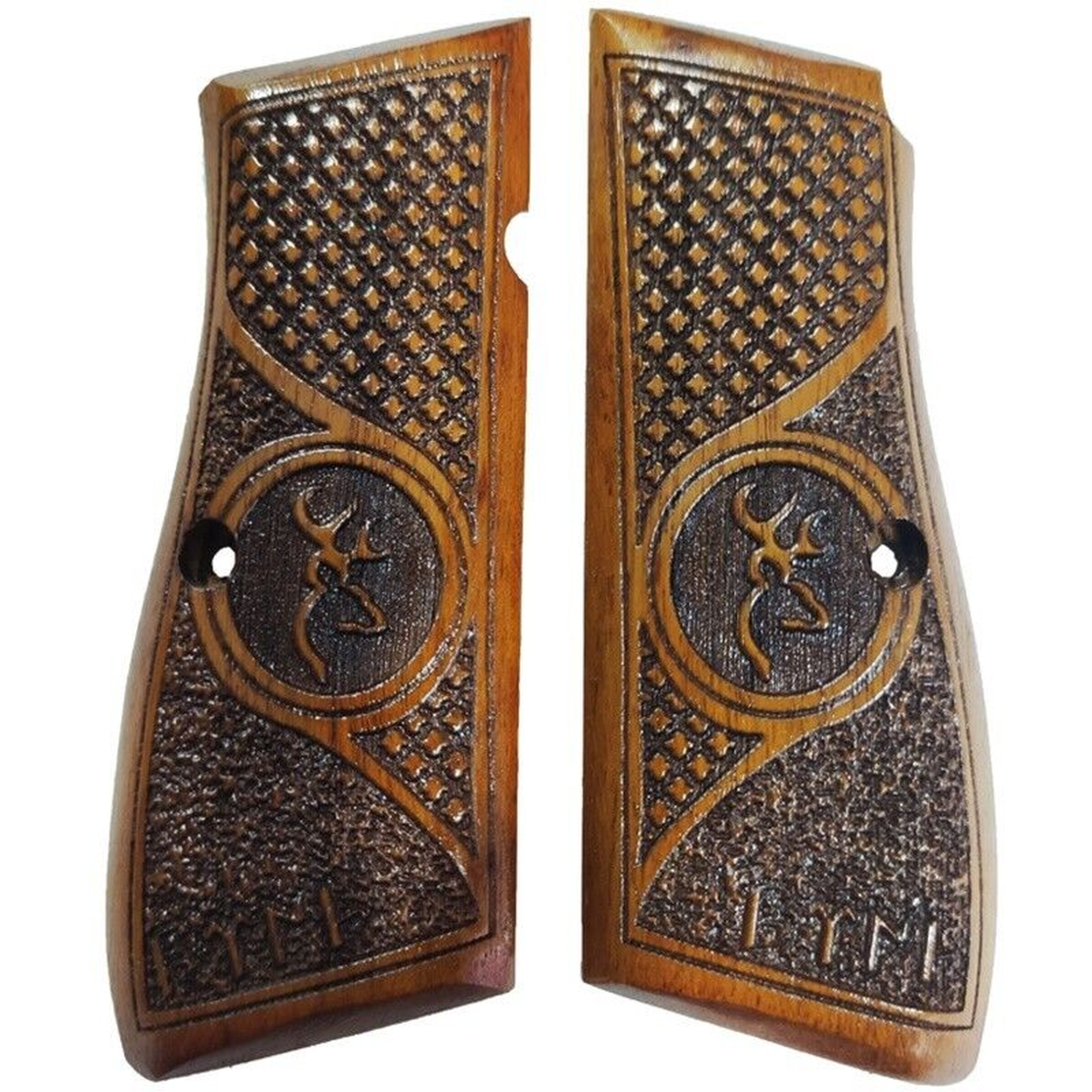 Zib Grips Silah Kabzası - Zig 14, Browning HP, High Power 14, Dik Kasa, Browning Halkalı (Halka için kesim yaptırmak için mesaj atın), Halkasız ile Uyumlu - Tütün Renk - BRWHPTN010