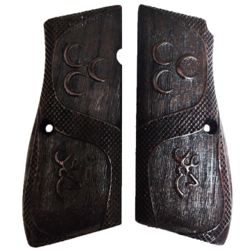 Zib Grips Silah Kabzası - Zig 14, Browning HP, High Power 14, Dik Kasa, Browning Halkalı (Halka için kesim yaptırmak için mesaj atın), Halkasız ile Uyumlu - Koyu Kahverengi Renk - BRWHPCV011