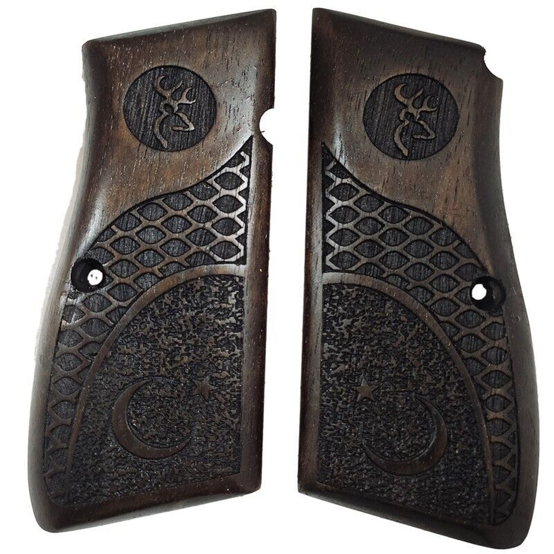 Zib Grips Silah Kabzası - Zig 14, Browning HP, High Power 14, Dik Kasa, Browning Halkalı (Halka için kesim yaptırmak için mesaj atın), Halkasız ile Uyumlu - Koyu Kahverengi Renk - BRWHPCV012