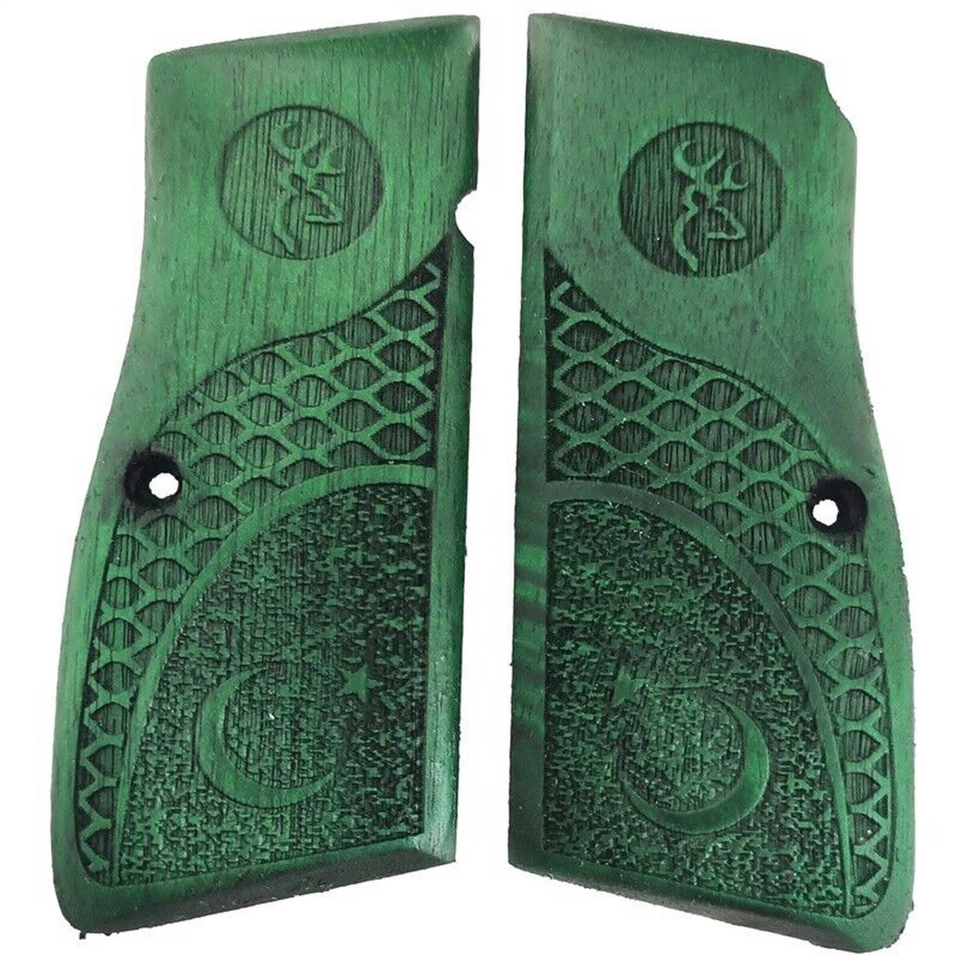 Zib Grips Silah Kabzası - Zig 14, Browning HP, High Power 14, Dik Kasa, Browning Halkalı (Halka için kesim yaptırmak için mesaj atın), Halkasız ile Uyumlu - Yeşil Renk - BRWHPYS012