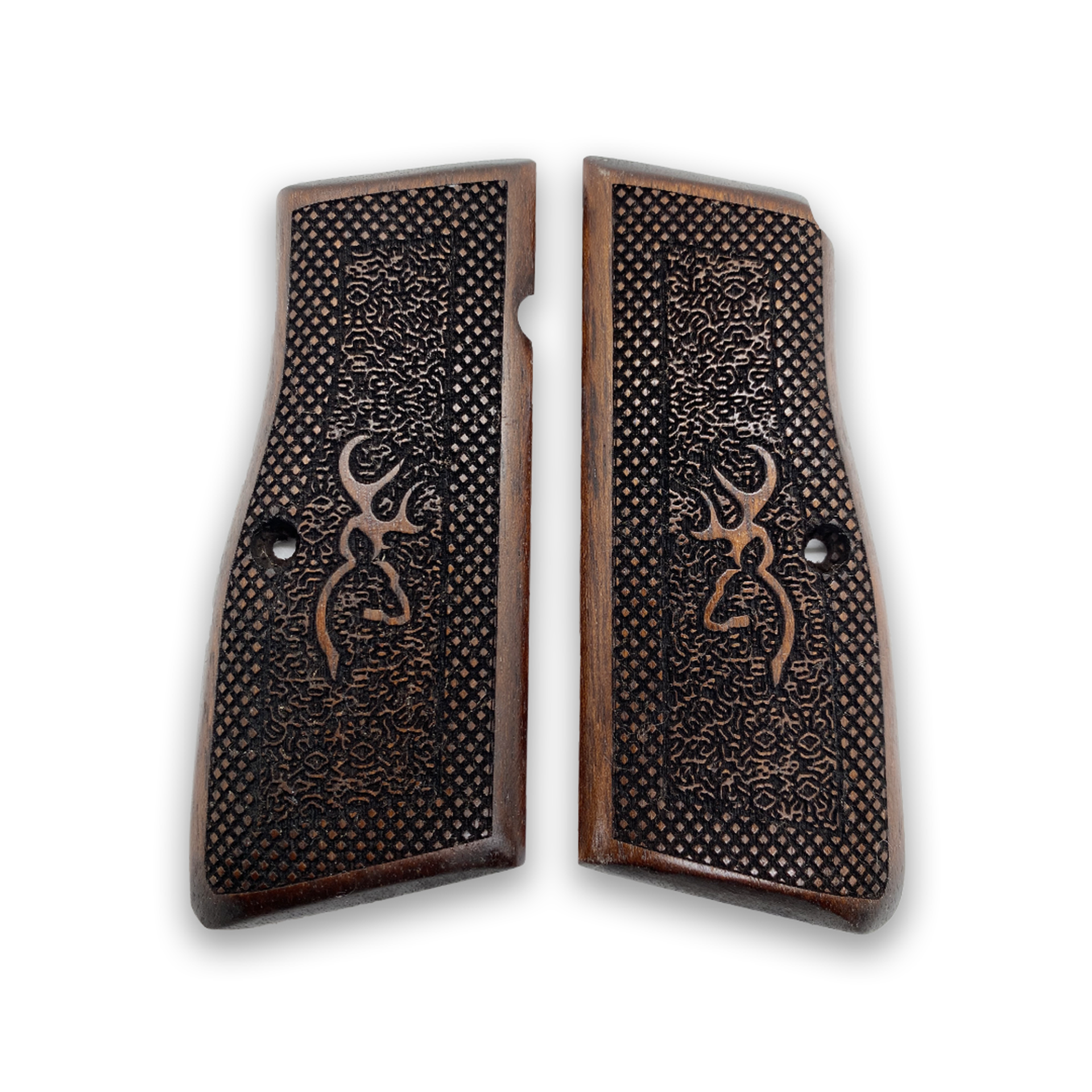 Zib Grips Silah Kabzası - Zig 14, Browning HP, High Power 14, Dik Kasa, Browning Halkalı (Halka için kesim yaptırmak için mesaj atın), Halkasız ile Uyumlu - Koyu Kahverengi Renk - BRWHPCV013