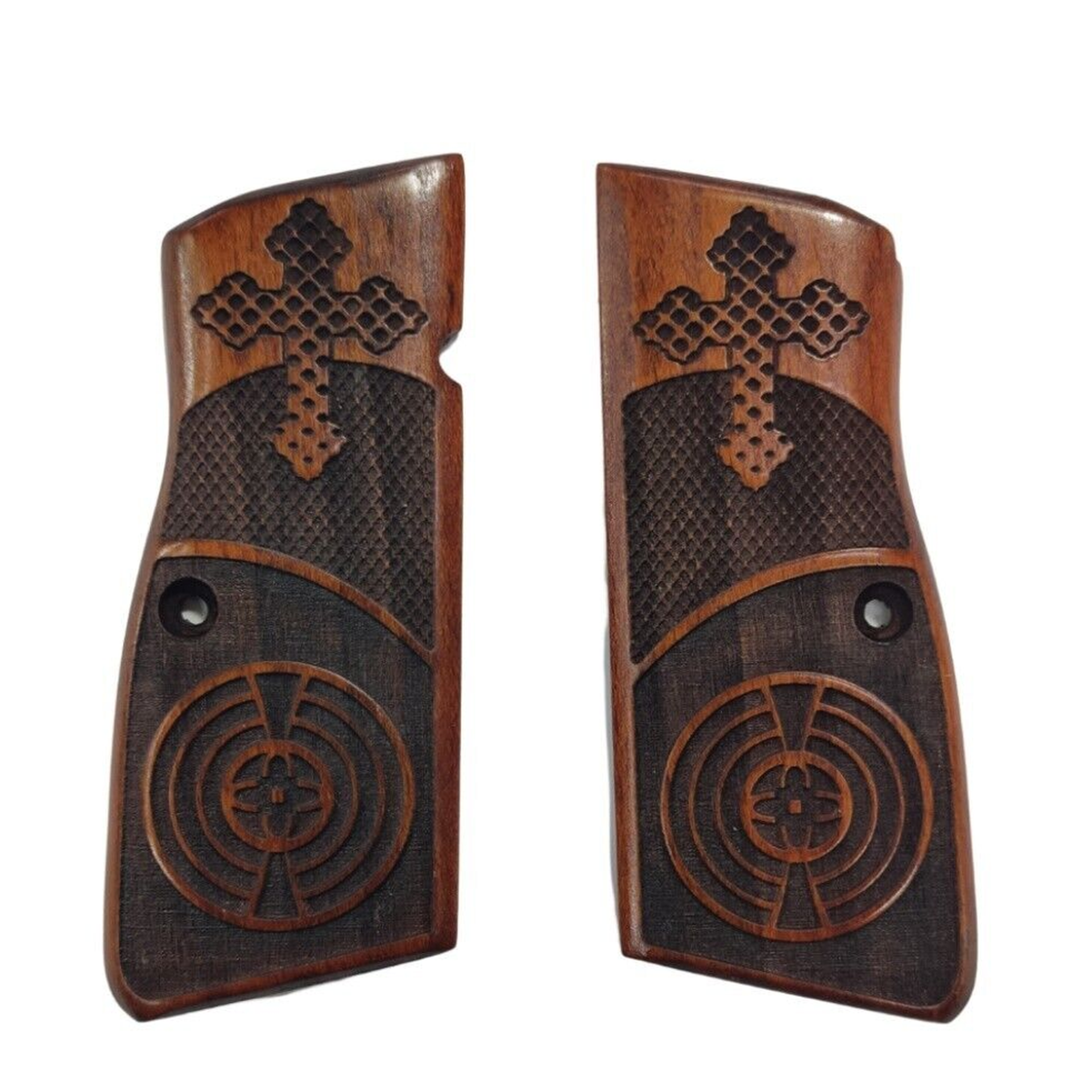 Zib Grips Silah Kabzası - Zig 14, Browning HP, High Power 14, Dik Kasa, Browning Halkalı (Halka için kesim yaptırmak için mesaj atın), Halkasız ile Uyumlu - Koyu Kahverengi Renk - BRWHPCV016
