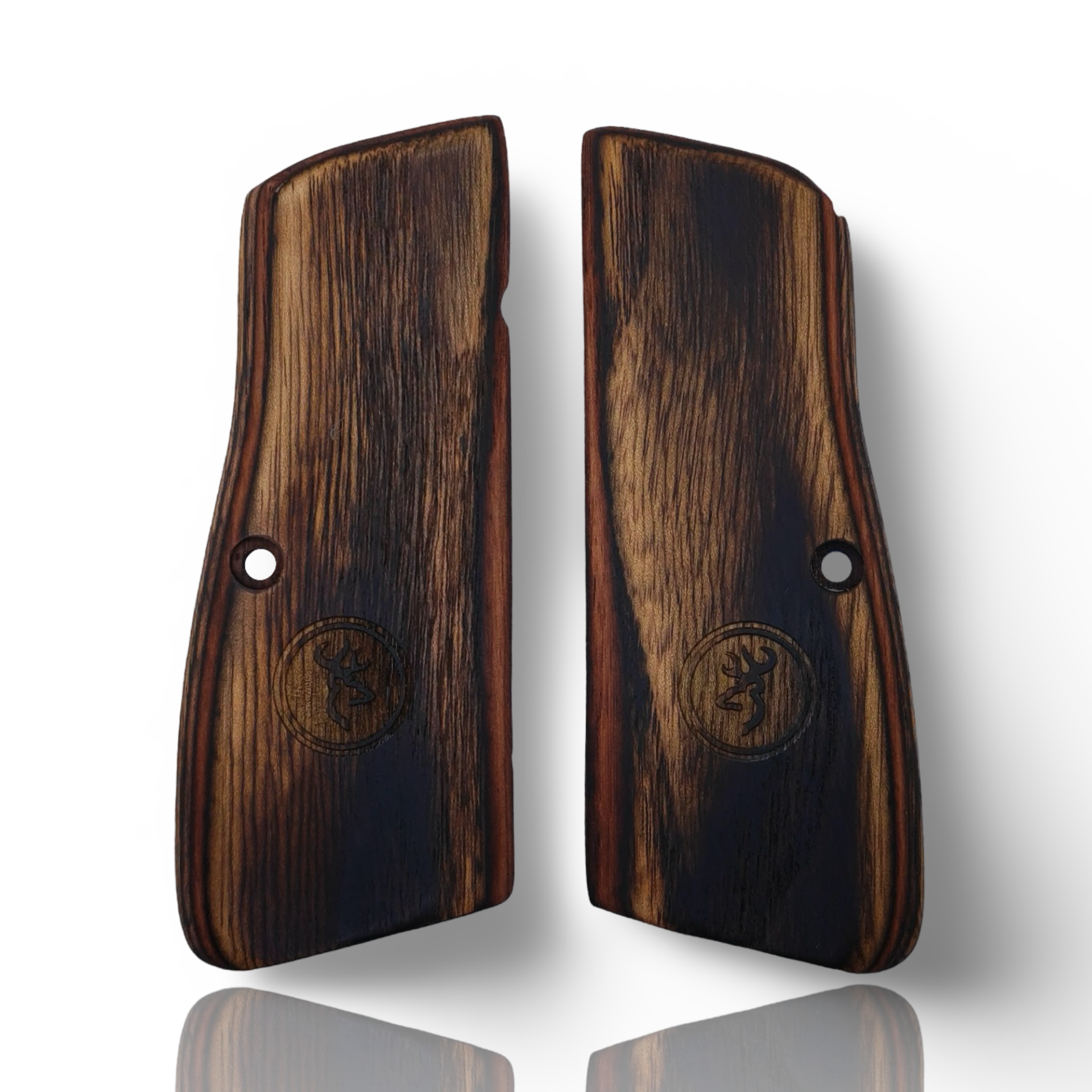 Zib Grips Silah Kabzası - Zig 14, Browning HP, High Power 14, Dik Kasa, Browning Halkalı (Halka için kesim yaptırmak için mesaj atın), Halkasız ile Uyumlu - Sadece vernik uygulanmış - Lamine Malzemesinden Yapılma - LMBRWHPSV060